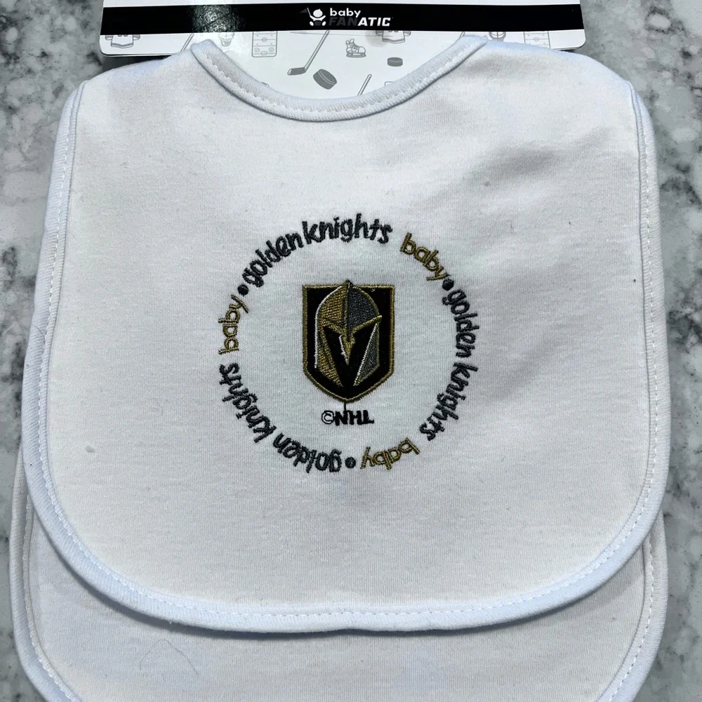 Set of 2 Vegas Golden Knights baby bib set NHL New - Picture 3 of 6